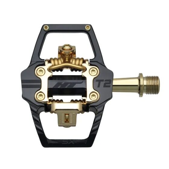 HT T2 SX BMX Clipless Pedals - Stealth Black / Gold