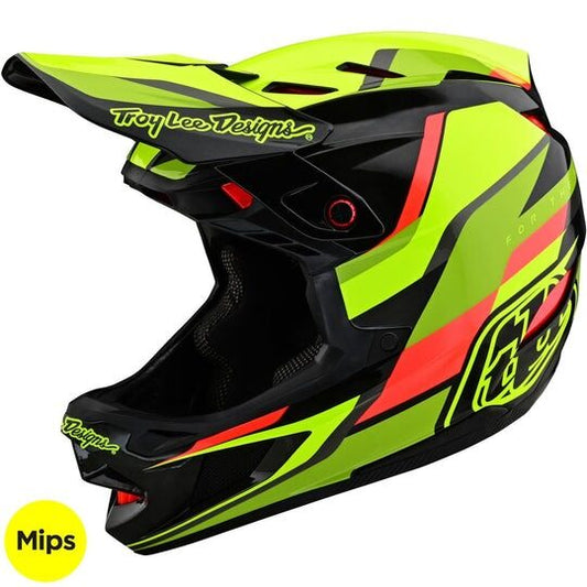 Troy Lee Designs D4 Carbon W/Mips Ķivere Omega - Melns/Dzeltens